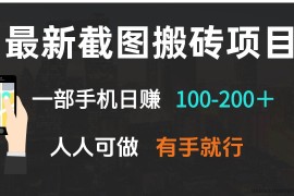 （13920期）最新截图搬砖项目，一部手机日赚100-200＋ 人人可做，有手就行