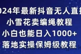 2024年抖音最新无人直播小雪花卖编绳项目，小白也能日入1000+落地实操保姆级教程【揭秘】