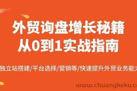 外贸询盘增长秘籍从0到1实战指南，独立站搭建/平台选择/营销等/快速提升外贸业务能力