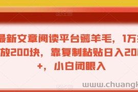 最新文章阅读平台薅羊毛，1万播放200块，靠复制粘贴日入200+，小白闭眼入【揭秘】