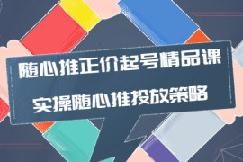 （3897期）随心推正价起号精品课，实操随心推投放策略（5节课-价值298）