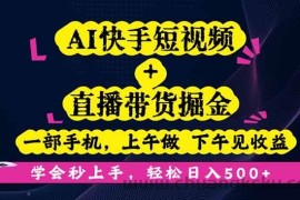 （16228期）AI快手短视频+直播带货掘金，一部手机，上午做 下午见收益，学会秒上手…