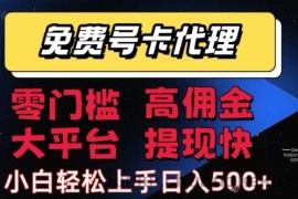 免费号卡推广代理，零门槛，高佣金，大平台，提现快，小白轻松上手，日入5张+【揭秘】