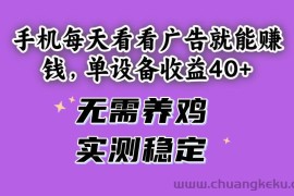 （14767期）手机每天看看广告就能赚钱，单设备收益40+ 无需养鸡，实测稳定