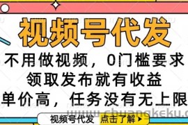 视频号代发，不用做视频，0门槛要求，领取发布就有收益，单价高，任务没有无上限【揭秘】