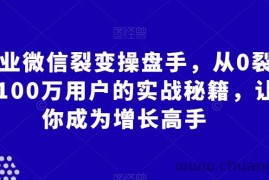 企业微信裂变操盘手，从0裂变100万用户的实战秘籍，让你成为增长高手