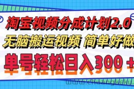 （11811期）淘宝视频分成计划2.0，无脑搬运视频，单号轻松日入300＋，可批量操作。