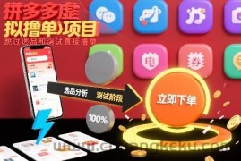 拼多多虚拟撸单项目，跳过选品和测试直接撸单
