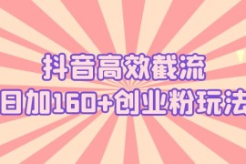 （5963期）抖音高效截流日加160+创业粉玩法：详细操作实战演示！