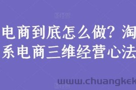 电商到底怎么做？淘系电商三维经营心法