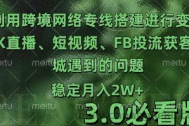 利用跨境电商网络及搭建TK直播、短视频、FB投流获客以及商城遇到的问题进行变现3.0必看版【揭秘】