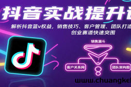 抖音实战提升课：解析抖音蓝v权益，销售技巧、客户管理、团队打造等创业赛道快速突围