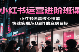 小红书运营进阶班课，小红书运营核心技能，快速实现从0到1的变现目标