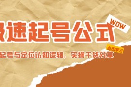 （4854期）极速起号公式，个人ip起号与定位认知逻辑，实操干货分享(无中创水印)