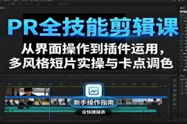 PR全技能剪辑课：从界面操作到插件运用，多风格短片实操与卡点调色