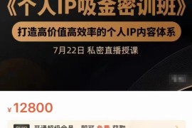 桔子会个人IP吸金密训班，打造高价值高效率的个人IP内容体系（价值12800元）