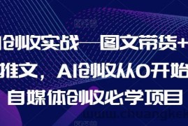 AI创收实战—图文带货+小说推文，AI创收从0开始，自媒体创收必学项目