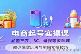 电商起号实操课，涵盖三农、3C、母婴等多领域，教你爆款玩法与剪辑实操技巧