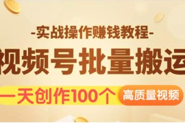 （1533期）视频号批量运营实战操作赚钱教程，让你一天创作100个高质量视频！