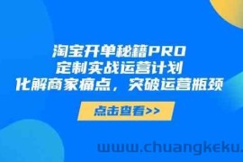 淘宝开单秘籍PRO，定制实战运营计划，化解商家痛点，突破运营瓶颈