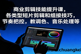 商业剪辑技能提升课，各类型短片剪辑和组接技巧，节奏把控，教调色、音乐处理等