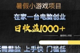 暑假小游戏项目，在家一台电脑创业，日收益1k+，无需露脸，上手快门槛低【揭秘】