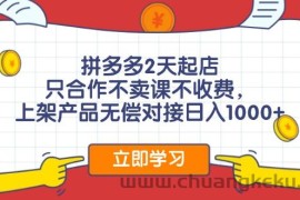 （11939期）拼多多2天起店，只合作不卖课不收费，上架产品无偿对接日入1000+