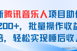 （11494期）最新腾讯音乐人项目助你日入200+，批量操作收益翻倍，轻松实现睡后收入