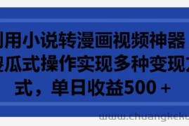 利用小说转漫画视频神器，傻瓜式操作实现多种变现方式，单日收益500+【揭秘】