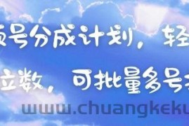 视频号分成计划，轻松日入三位数，可批量多号操作