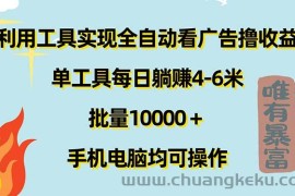 （11630期）利用工具实现全自动看广告撸收益，单工具每日躺赚4-6米 ，批量10000＋…