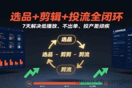 选品+剪辑+投流全闭环，7天解决低播放、不出单、投产差顽疾