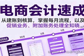 电商会计速成，从建账到核算，掌握每月流程，以及促销业务、附加账务处理全知晓