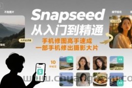 Snapseed从入门到精通，手机修图高手速成，一部手机就能修出摄影大片