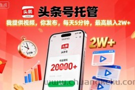 【头条号托管】我提供视频，你发布，每天5分钟，最高躺入2W+【揭秘】