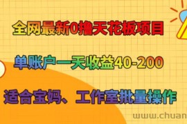 全网最新0撸天花板项目 单账户一天收益40-200 适合宝妈、工作室批量操作