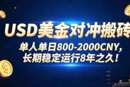 （15551期）USD美金对冲搬砖!单人单日800-2000CNY，长期稳定运行8年之久!