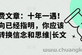 某付费文章：十年一遇！当方向已经指明，你应该立刻转换信念和思维|长文