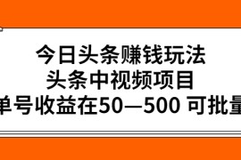 （2435期）今日头条赚钱玩法，头条中视频项目，单号收益在50—500 可批量