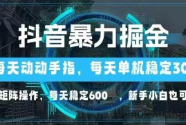 （14541期）抖音暴力掘金，动动手指就可以，单机30+，可矩阵操作，每天稳定600+，…