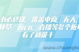 小红书必修课，覆盖电商，无人，获客，种草，mcn，直播等多个板块，看了就能干