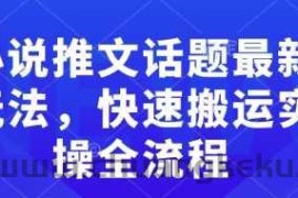 小说推文话题最新玩法，快速搬运实操全流程