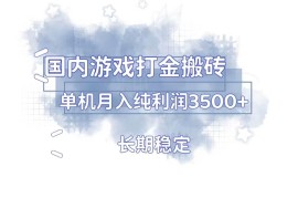 （13584期）国内游戏打金搬砖，长期稳定，单机纯利润3500+多开多得