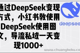 （14179期）通过DeepSeek变现方式，小红书教使用DeepSeek图文，导流私域一天变现1000+