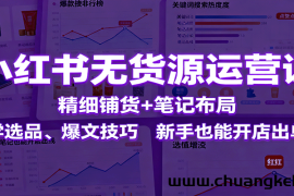 小红书无货源运营课：精细铺货+笔记布局，学选品、爆文技巧，新手也能开店出单