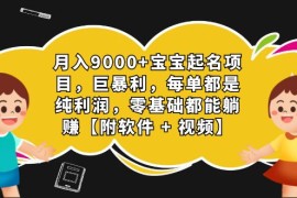 （7136期）月入9000+宝宝起名项目，巨暴利 每单都是纯利润，0基础躺赚【附软件+视频】