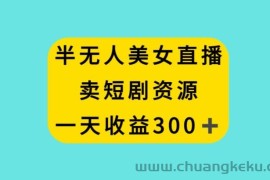 半无人美女直播，卖短剧资源，一天收益300+【揭秘】