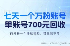 （13062期）七天一个万粉账号，新手小白秒上手，单账号回收700元，轻松月入三万＋