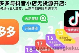 （15805期）拼多多与抖音小店无货源开店：五大模块+8大章节，从新手到进阶系统学习