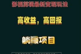 影视剪辑最新变现玩法，高收益，高回报，躺Z项目【揭秘】